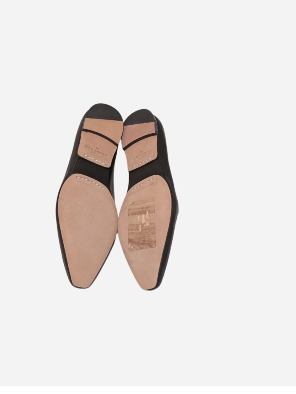 Veronica Beard Black Leather Pointed Loafers with Gold Link Detail - Picture 4 of 8